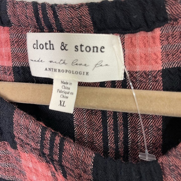 Anthropologie Cloth & Stone NWOT Daia Plaid Peasant Fall Cottage Tie Dress XL - Picture 4 of 8